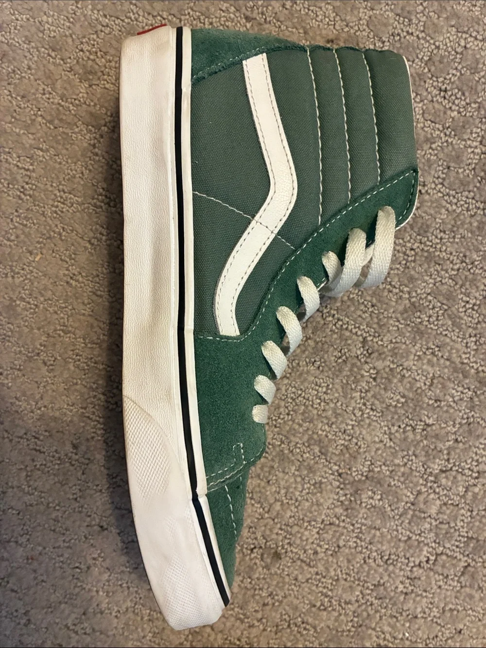 Vans Green Suede Sk8-Hi High-Top Sneakers with White Stripe